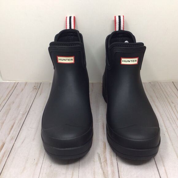 Hunter Commando Matte Rubber Womens Black Wellington Boots Size 10 Pull On Boot - Picture 1 of 6